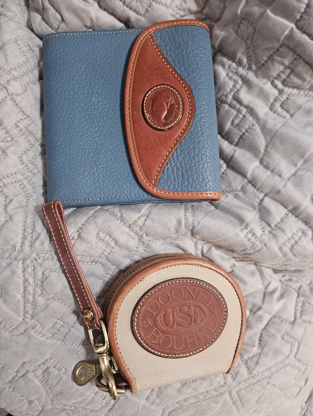 Dooney & Bourke Blue Leather Bifold Wallet & Coin Pouch